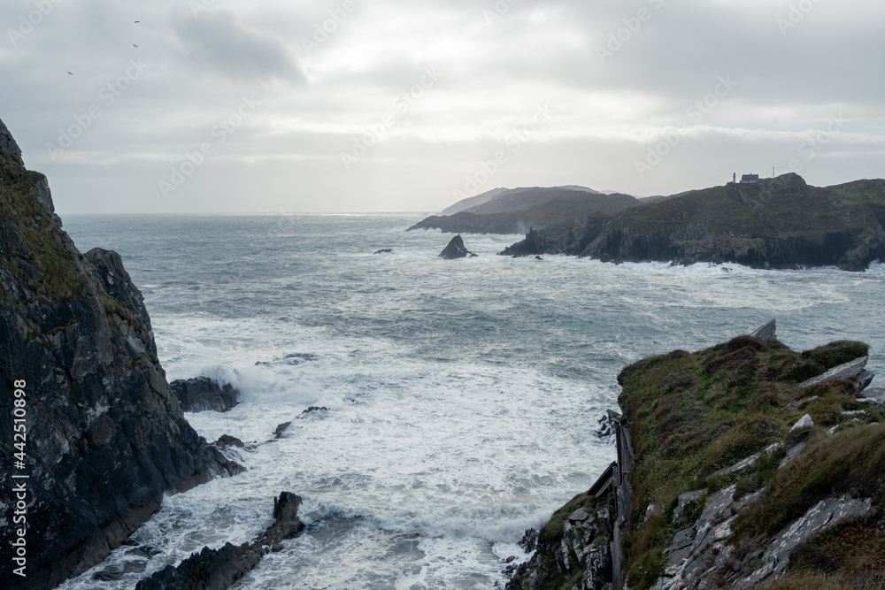 Irish coast with rough sea