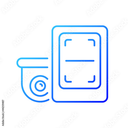 Remote monitoring with surveillance system gradient linear vector icon. Providing instant video recording to home. Thin line color symbols. Modern style pictogram. Vector isolated outline drawing