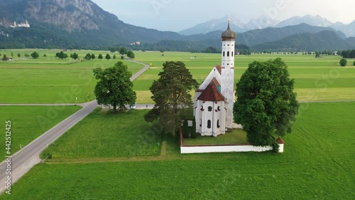 Schwangau, Germany. Aerial view of Curch St. Coloman, Bavaria.