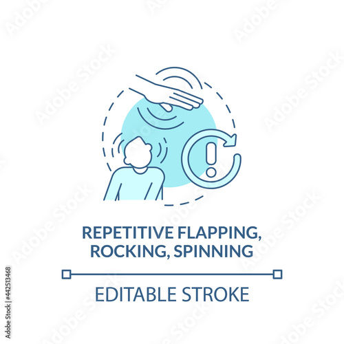 Repetitive flapping, rocking, spinning concept icon. Autism symptom abstract idea thin line illustration. Self-stimulatory behavior. Vector isolated outline color drawing. Editable stroke