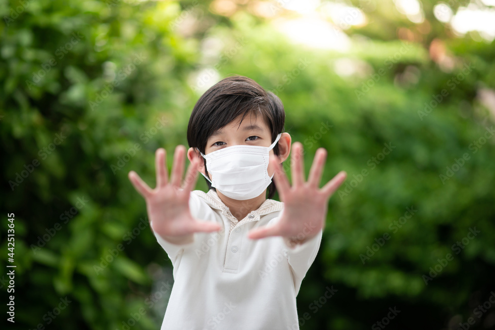 Child show Stop Hands Gesture For Stop Corona Virus Outbreak Child show Stop Hands Gesture For Stop Corona Virus Outbreak
