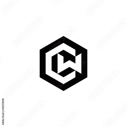 c w cw wc initial logo design vector template