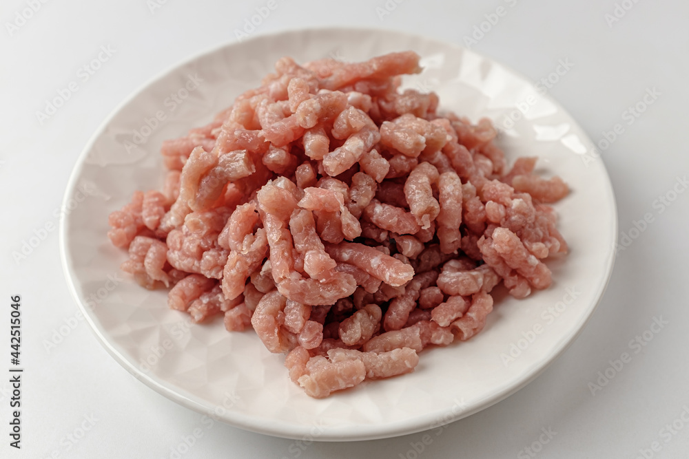 minced meat on a white background minced meat on a white background