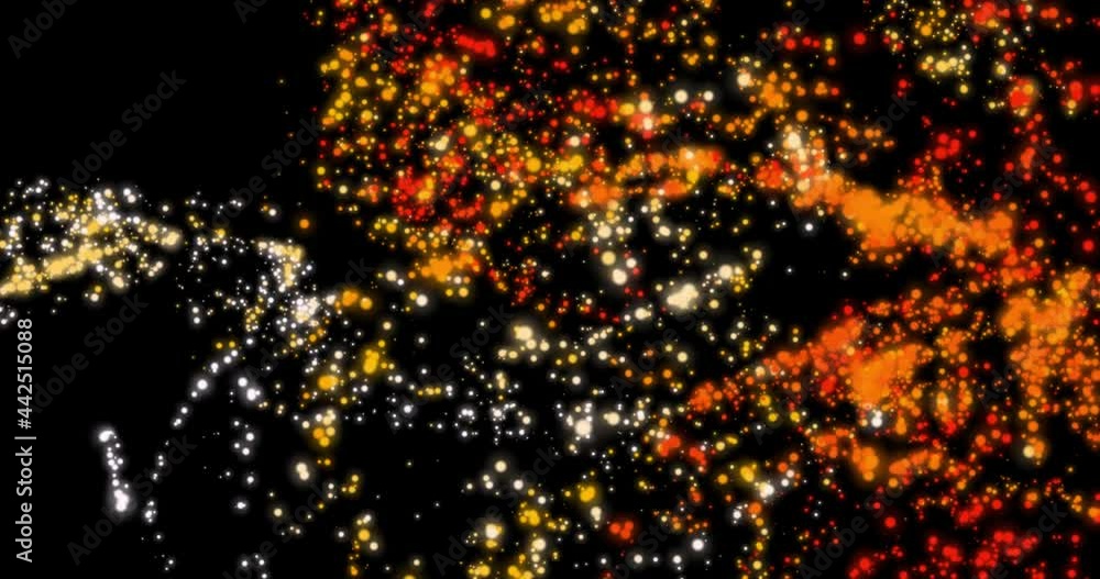 Abstract particles flying. Bokeh effect. Multicolored particles fly on a black background. Horizontal composition, 4k video quality Abstract particles flying. Bokeh effect. Multicolored particles fly on a black background. Horizontal composition, 4k video quality