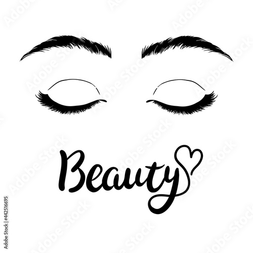 Isolated black and white female eyes. Vector and illustrations