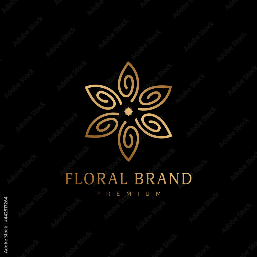 elegant classic gold flower floral luxury petals logo icon