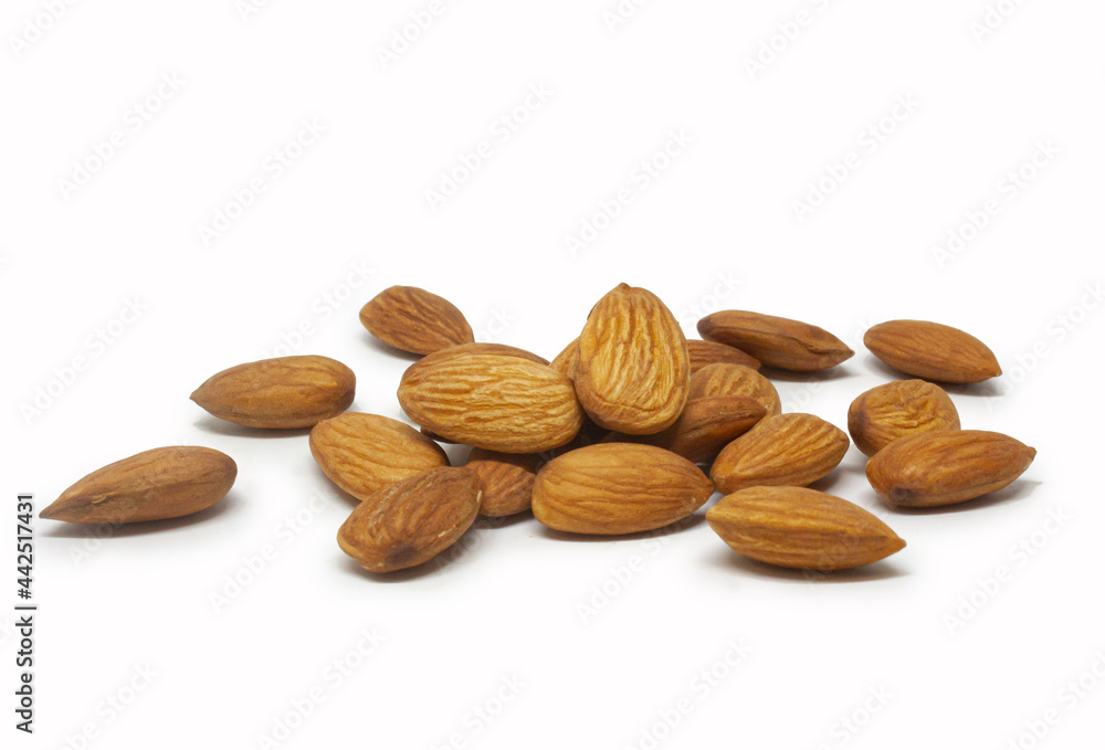 almond seeds isolated on white background almond seeds isolated on white background