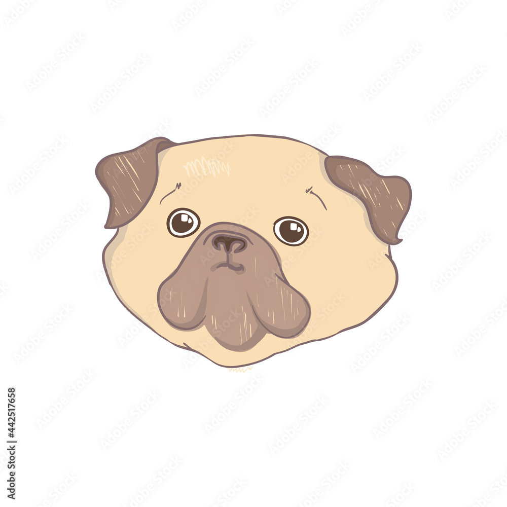 Portrait of the funny Pug dog. Humor card, t-shirt composition, hand drawn style print. Portrait of the funny Pug dog. Humor card, t-shirt composition, hand drawn style print.