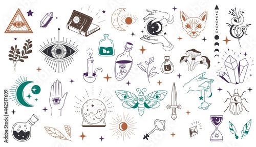 Mystic symbols and occult wisdom signs vector