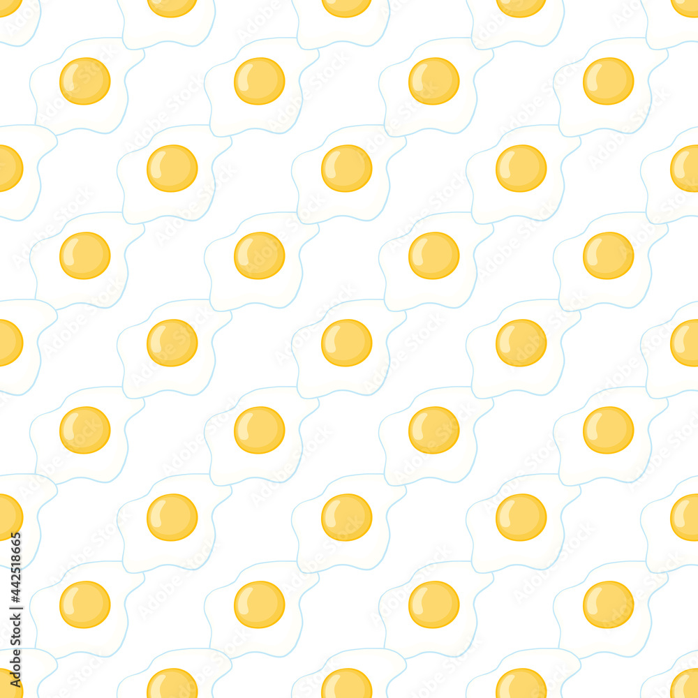 Broken eggs seamless pattern. Breakfast background. Scrambled eggs seamless pattern. Scrambled eggs isolated on yellow background Broken eggs seamless pattern. Breakfast background. Scrambled eggs seamless pattern. Scrambled eggs isolated on yellow background