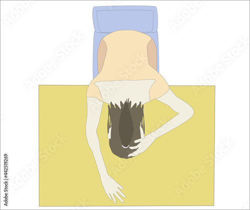 上から見た落ち込む女性