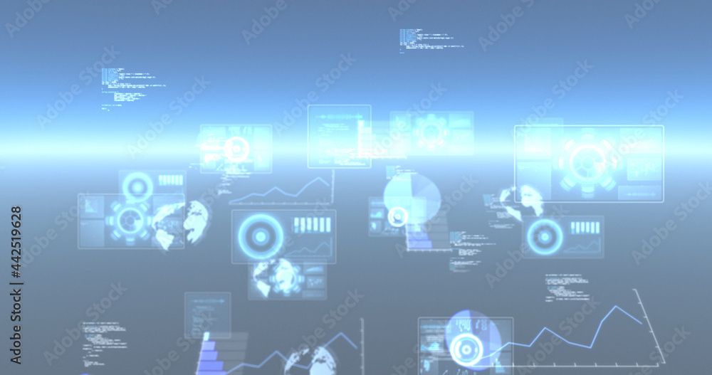 Image of scopes scanning, statistics recording and data processing on screens Image of scopes scanning, statistics recording and data processing on screens