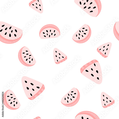 Pink cute watermelon slices seamless pattern

