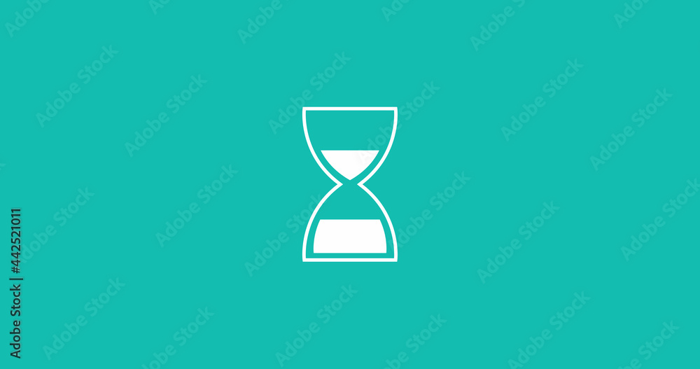 Image of digital interface waiting hourglass icon on green background Image of digital interface waiting hourglass icon on green background