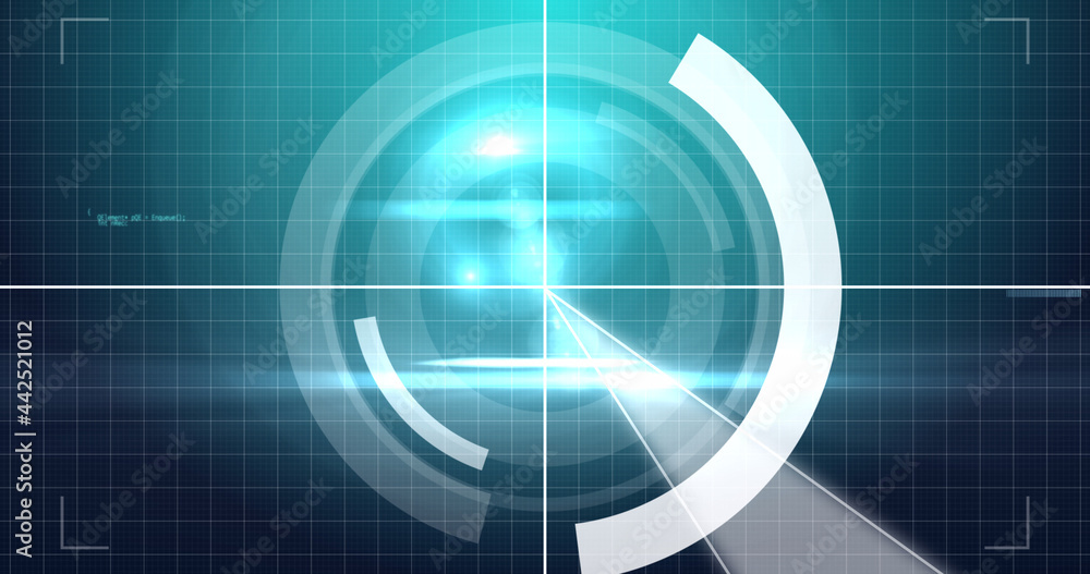 Image of digital interface circles flashing and data processing on green background Image of digital interface circles flashing and data processing on green background