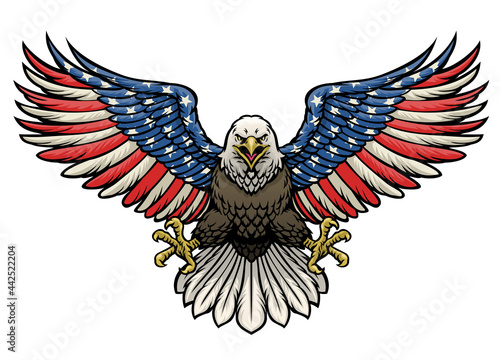 american flag painted bald eagle