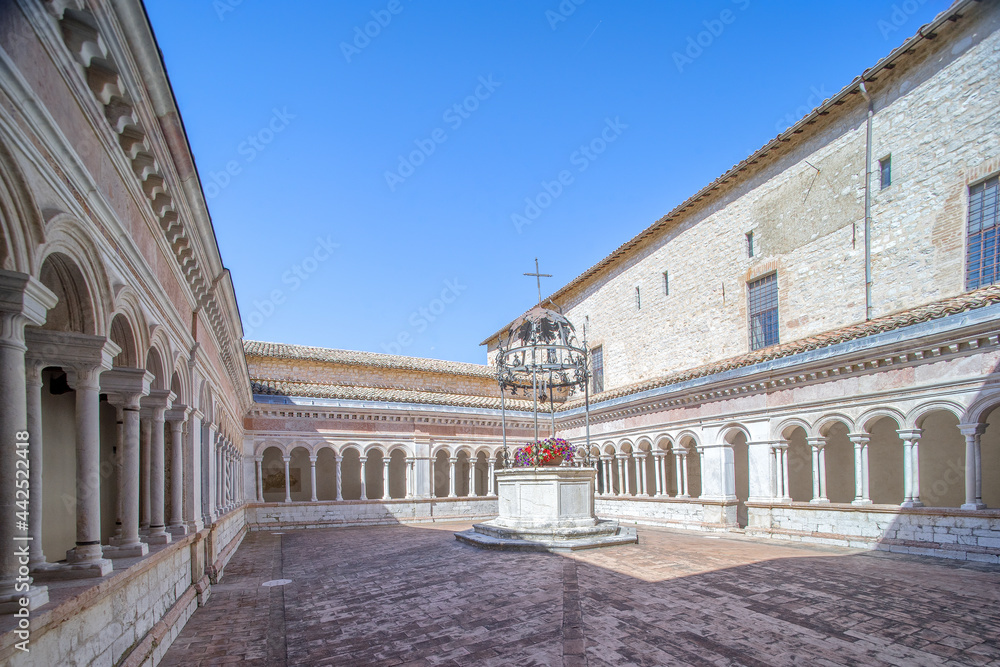 The Abbey of Sassovivo is a Benedictine monastery in Umbria, founded by the Benedictines around 1070, The Romanesque cloister 1229, ordered by the abbot Angelo and completed by the Roman marble master