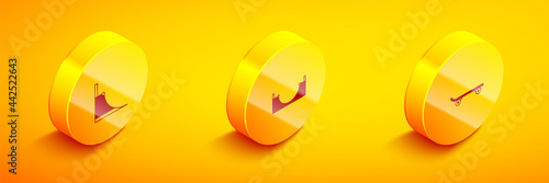 Set Isometric Skate park, and Skateboard icon. Vector