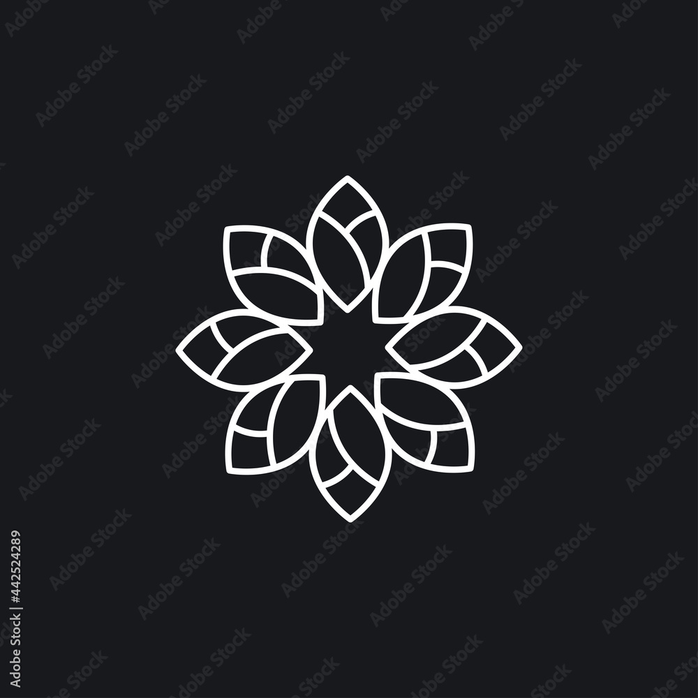 Abstract elegant leaf flower logo icon vector design.