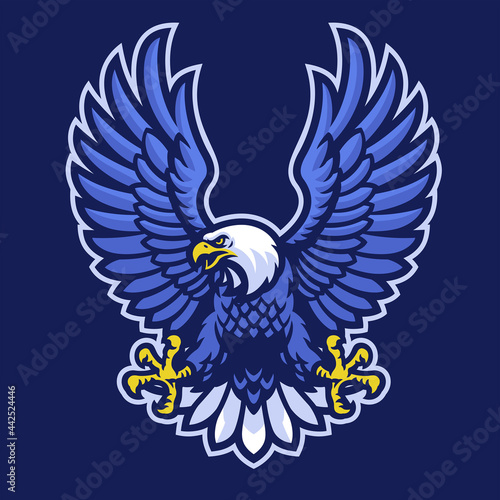 mascot logo of blue bald eagle