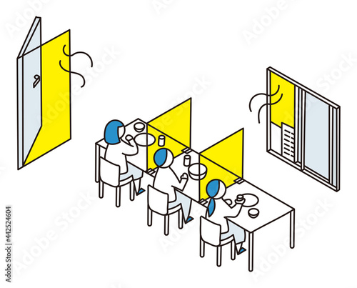 換気、衝立など完成症対策をする飲食店