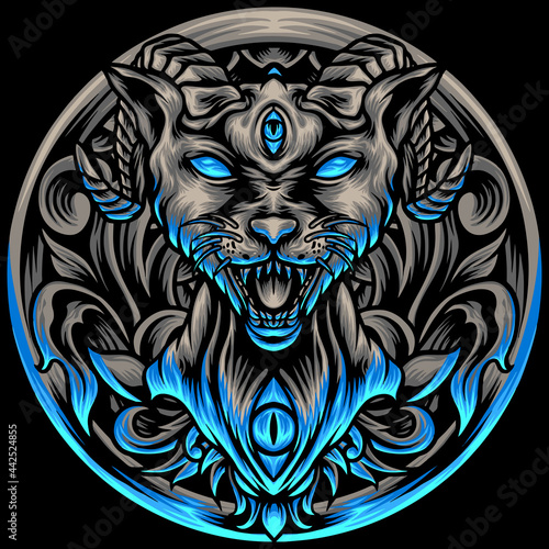 Egyptian Satanic Cat With Ornaments