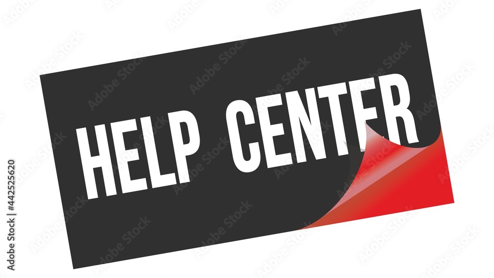 HELP CENTER text on black red sticker stamp. HELP CENTER text on black red sticker stamp.