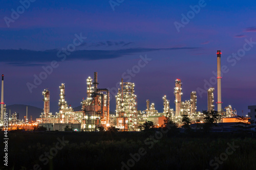 Morning scene of oil refinery plant and power plant of Petrochemistry in the morning time © chitsanupong
