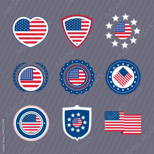 usa flag nine icons