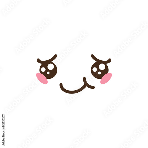 Vector kawaii anime emoji isolated icons set.