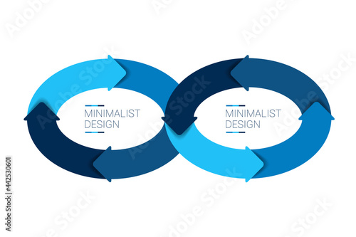 Devops, infinity infographic. 2 step options template, scheme, diagram, chart.