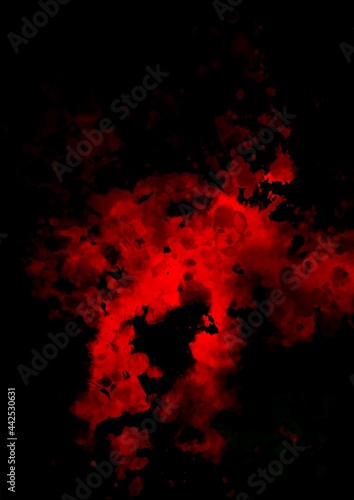 暗闇に光る赤い幻想的な水彩テクスチャ背景
