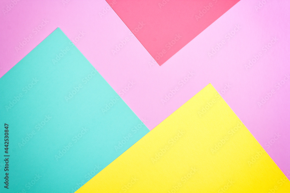 bright geometric composition with triangles of colored paper