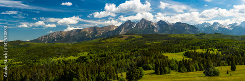 Wide Panorama over Tatra Mountains and Scenic Landscape at Summer © marcin jucha