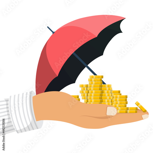 Finance Insurance. Money security. Flat vector illustration