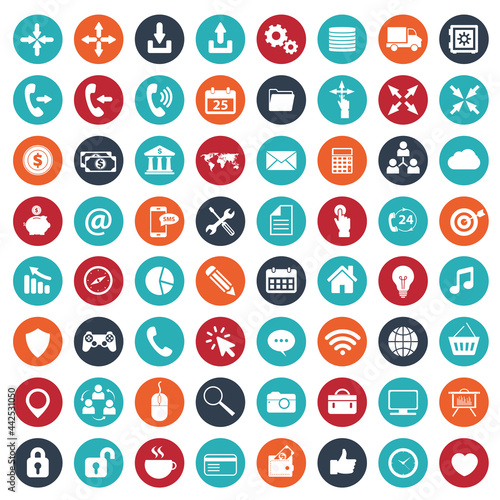 Icon set for business and technology for websites and mobile applications. Flat vector illustration