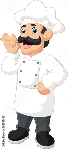 cute cartoon chef on white background