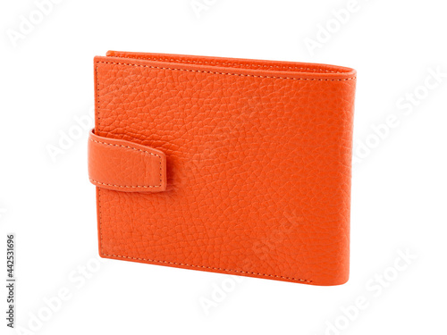 New orange wallet of cattle leather isolated