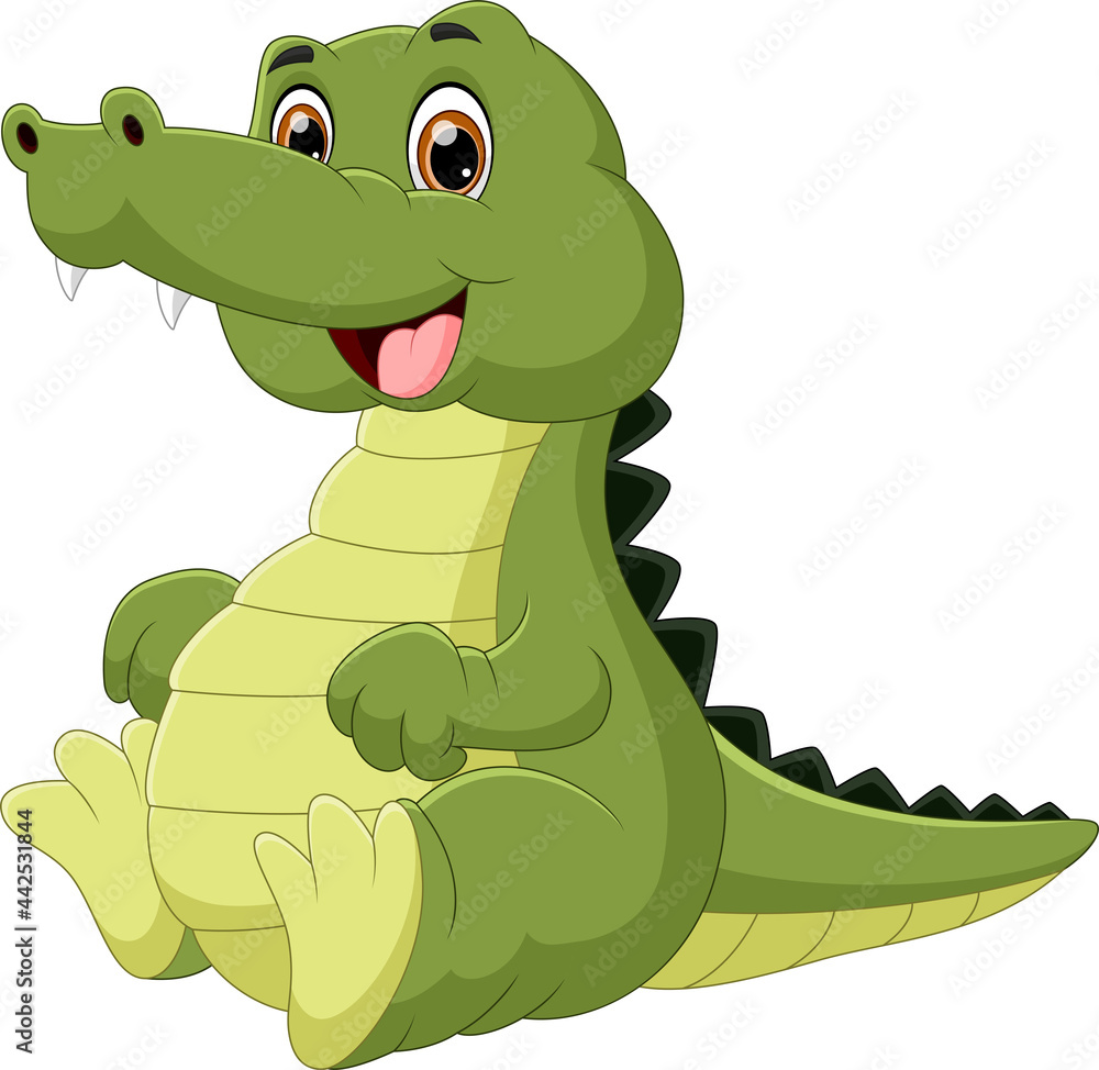 Fototapeta premium cute baby crocodile cartoon on white background