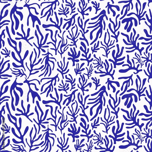 Abstract decorative seamless pattern with doodle shapes  modern contemporary artwork  Matisse inspired