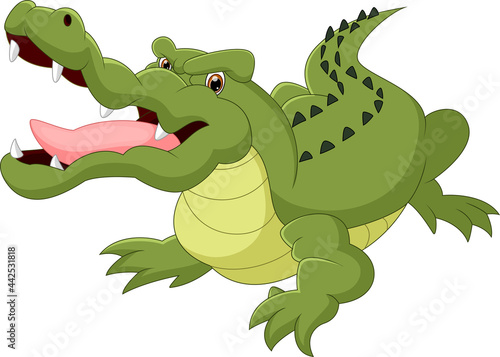 cute crocodile cartoon on white background