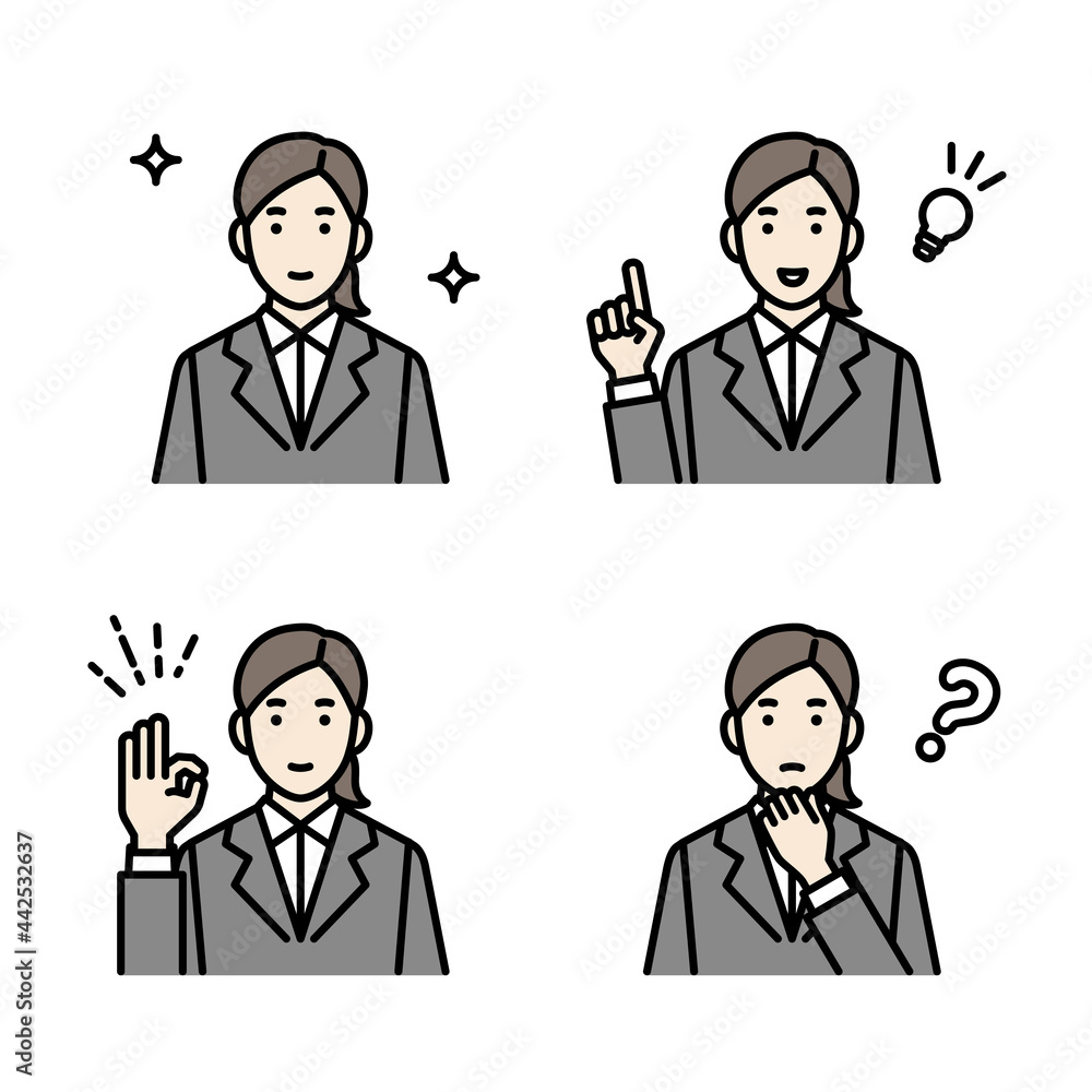 若い女性ビジネスパーソンの上半身アバターセット 若い女性ビジネスパーソンの上半身アバターセット
