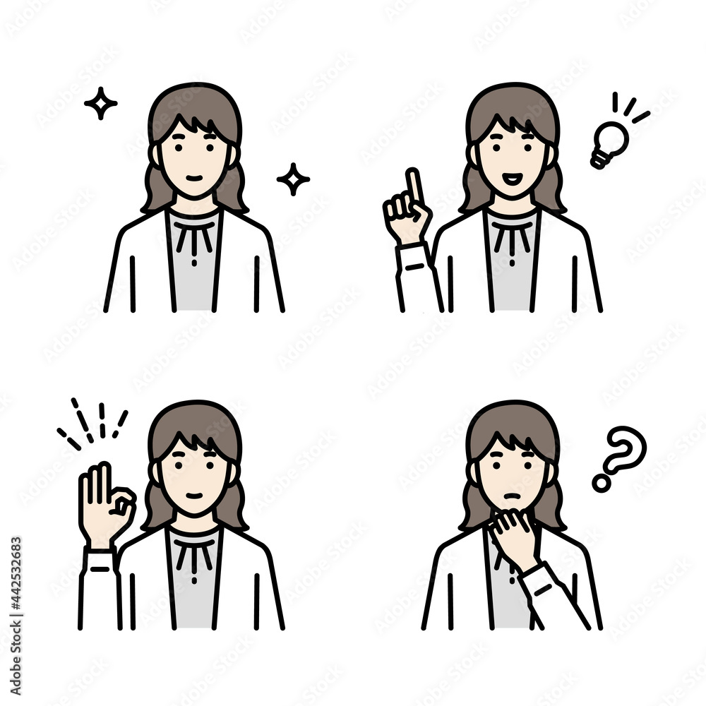 若い女性の上半身アバターセット