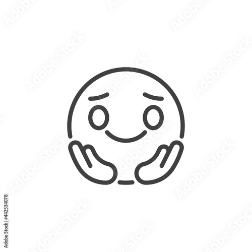 Happy emoticon face line icon