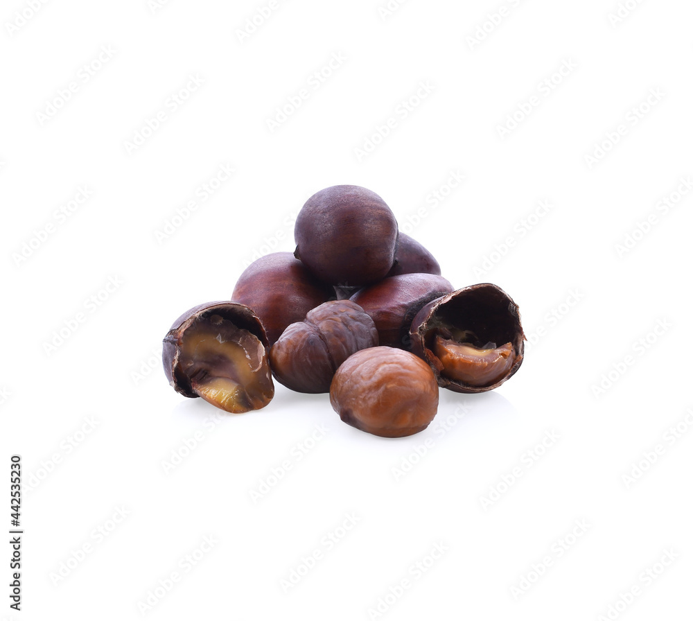 Japanese chestnuts on a white background Japanese chestnuts on a white background