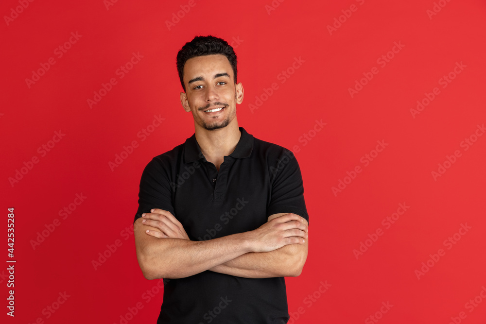 young male portrait isolated over studio background with copyspace young male portrait isolated over studio background with copyspace