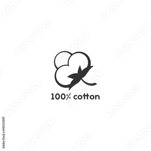 Cotton seed icon. 100 cotton label. Natural fiber sign.