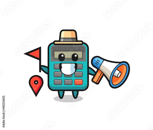 Character cartoon of calculator as a tour guide