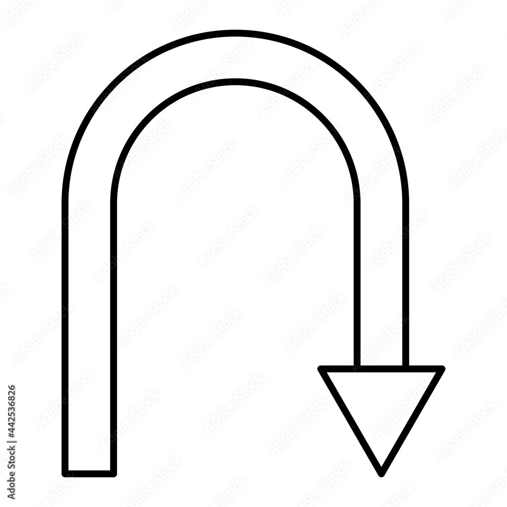 Vector U Turn Outline Icon Design Vector U Turn Outline Icon Design