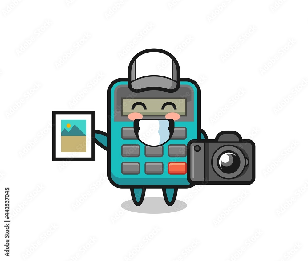 Character Illustration of calculator as a photographer